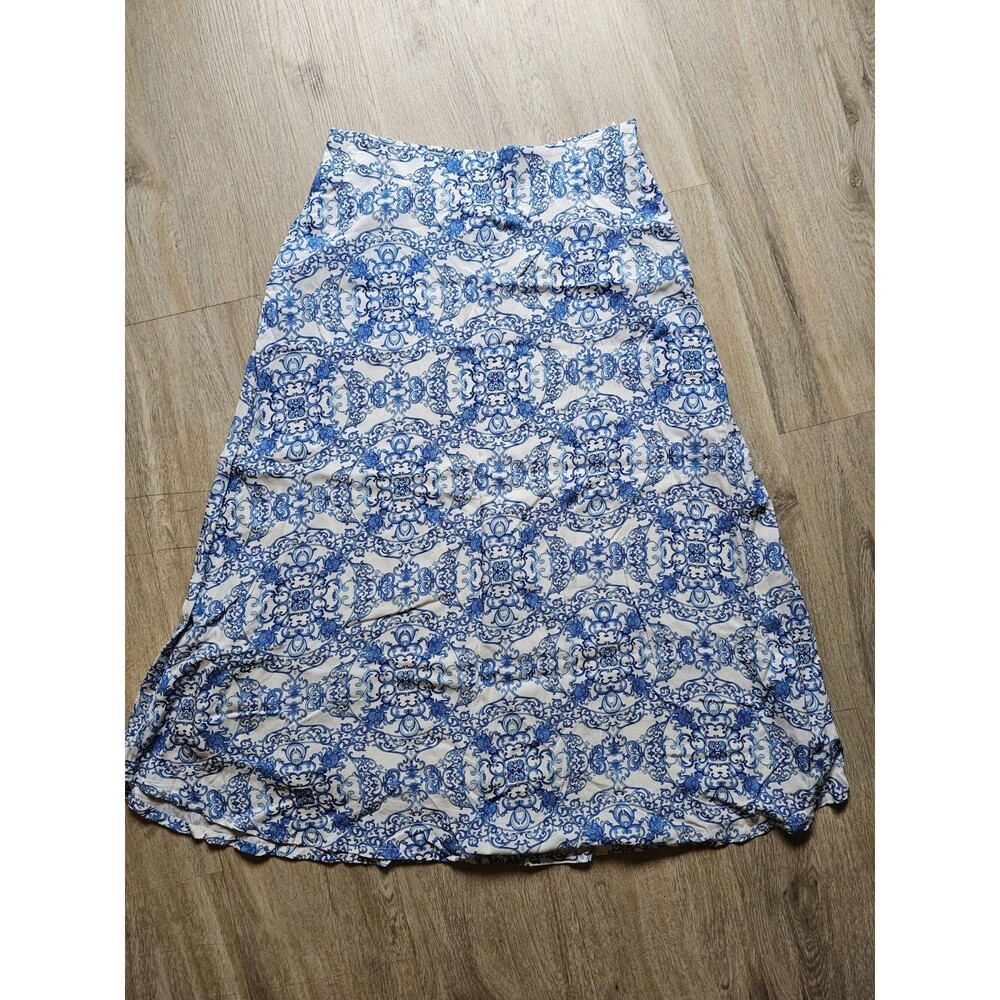 Joie Blue White Boho Print Midi Skirt Women’s Size M NWT - Picture 1 of 6